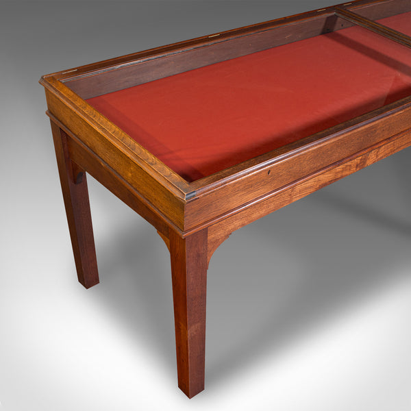 8' 8'' Long Antique Display Cabinet, English, Shop Retail Showcase, Edwardian