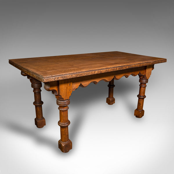 Antique Kitchen Dining Table, Scottish, Oak, 4-6 Seat, Gothic Revival, Victorian