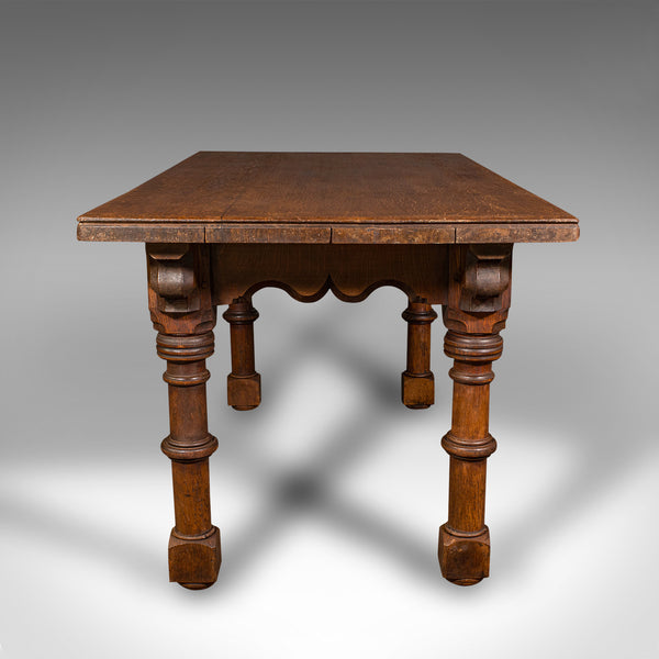 Antique Kitchen Dining Table, Scottish, Oak, 4-6 Seat, Gothic Revival, Victorian