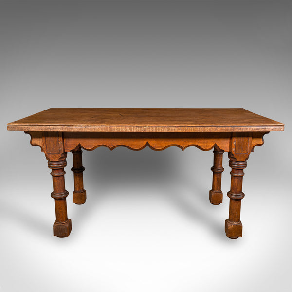 Antique Kitchen Dining Table, Scottish, Oak, 4-6 Seat, Gothic Revival, Victorian