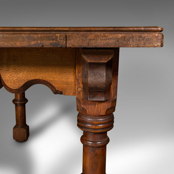 Antique Kitchen Dining Table, Scottish, Oak, 4-6 Seat, Gothic Revival, Victorian