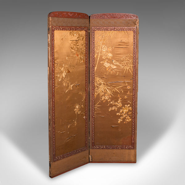 Antique Photographic Prop Screen, Japanese, Silk Cotton, Room Divider, Victorian