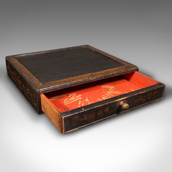 Antique Desk Drawer, Japanese Ebonised Pine Desktop Folio, Victorian, Edo Period