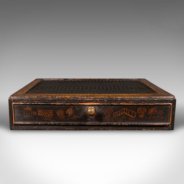 Antique Desk Drawer, Japanese Ebonised Pine Desktop Folio, Victorian, Edo Period