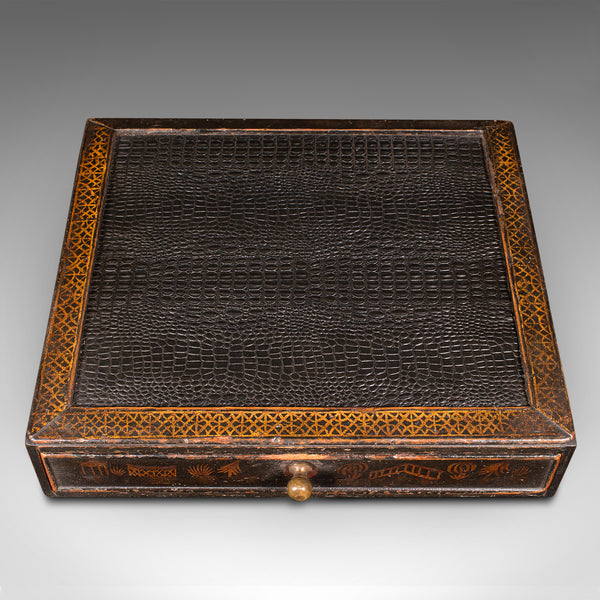 Antique Desk Drawer, Japanese Ebonised Pine Desktop Folio, Victorian, Edo Period