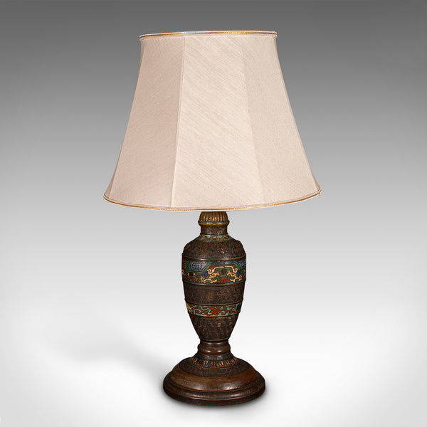 Antique Cloisonne Lamp, Japanese, Bronze, Table Light, Victorian, Meiji, C.1850