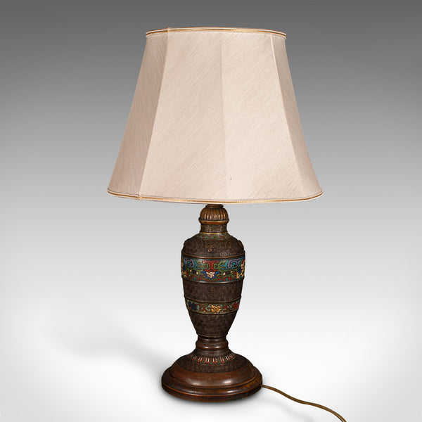 Antique Cloisonne Lamp, Japanese, Bronze, Table Light, Victorian, Meiji, C.1850