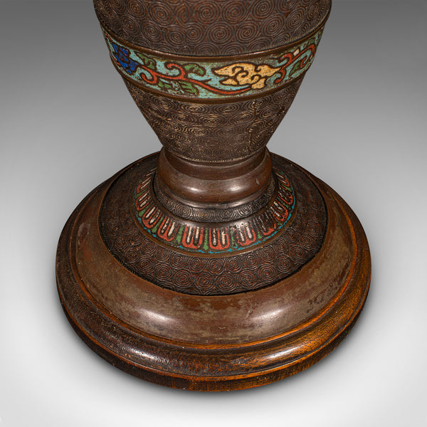 Antique Cloisonne Lamp, Japanese, Bronze, Table Light, Victorian, Meiji, C.1850
