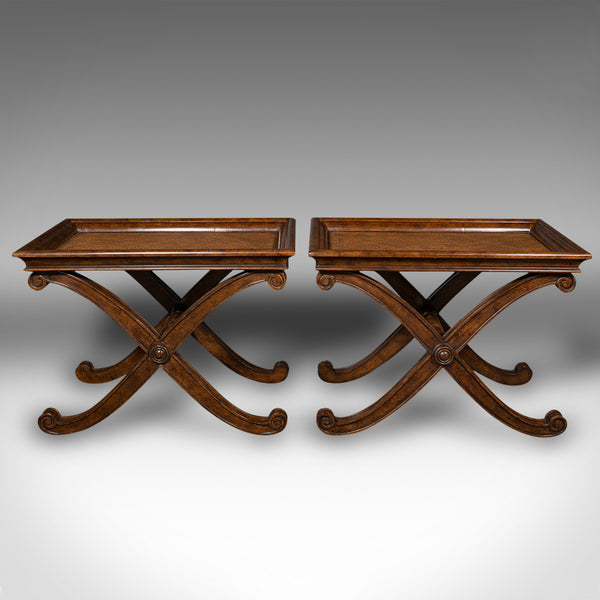 Pair Of Vintage Bedside Tables, English, Coffee, Side, Regency Revival, C.1980