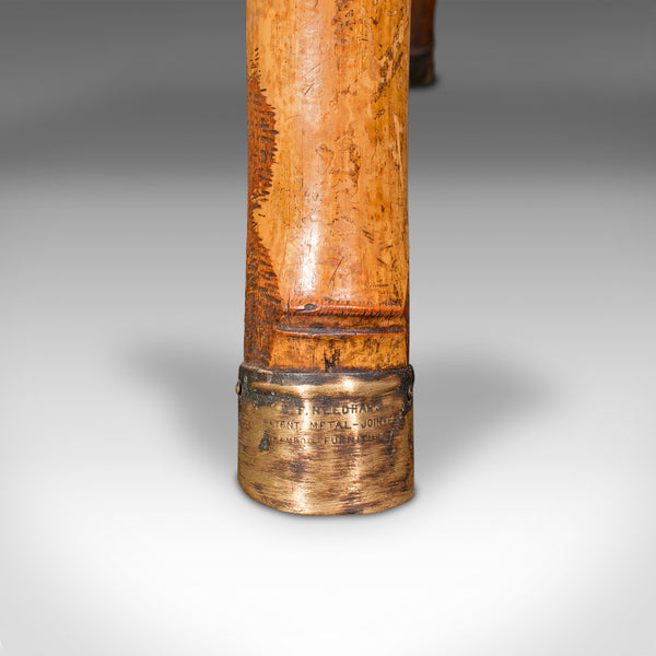 Small Antique Lamp Table, English, Bamboo, Ceramic, Side, WF Needham, Victorian