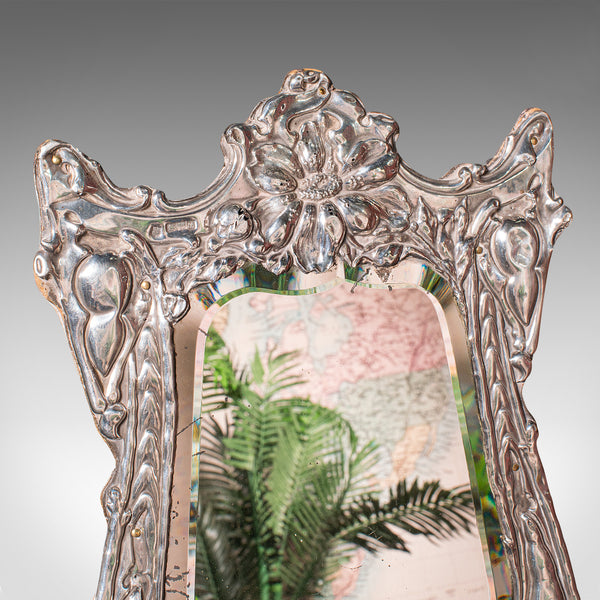 Antique Vanity Mirror, English, Sterling Silver, Glass, Hallmarked, Edwardian