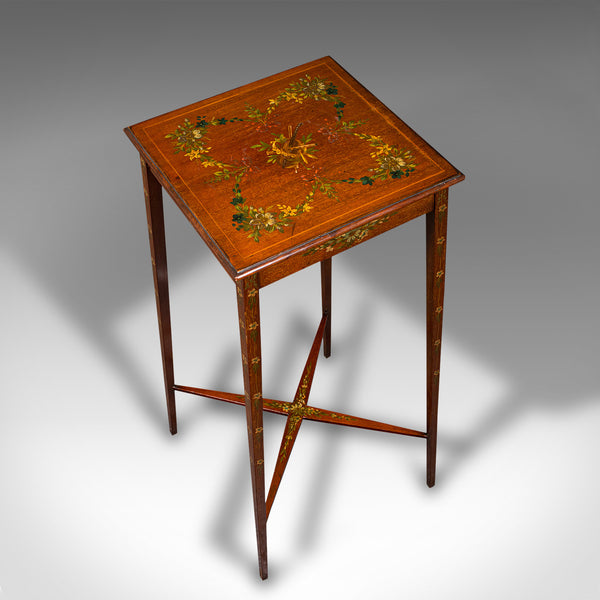 Small Antique Lamp Table, English, Occasional, Hand Painted Decor, Regency, 1820