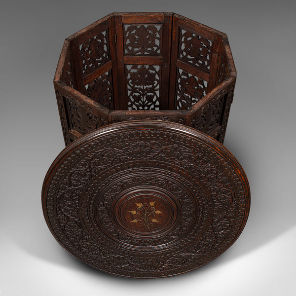 Antique Folding Colonial Table, Indian, Teak, Occasional, Side, Victorian, 1870