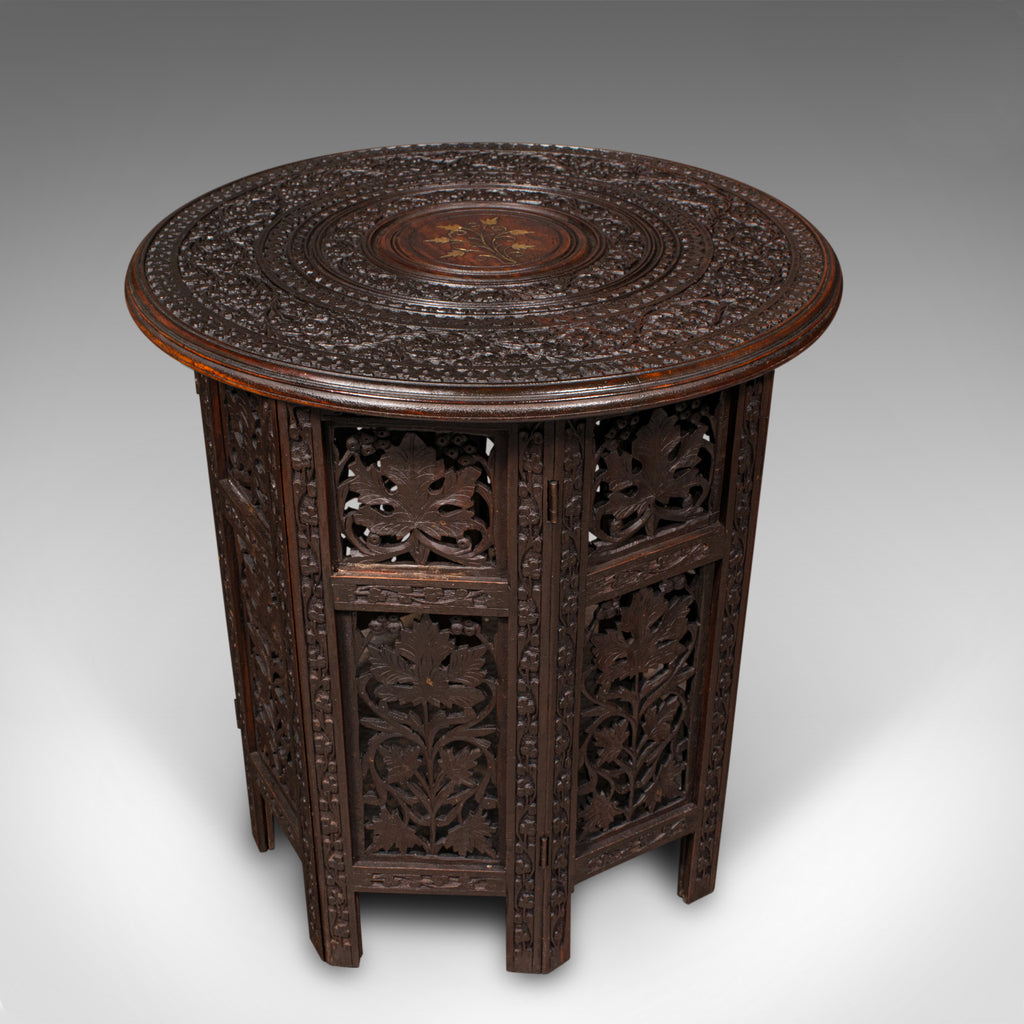 Antique Folding Colonial Table, Indian, Teak, Occasional, Side, Victorian, 1870