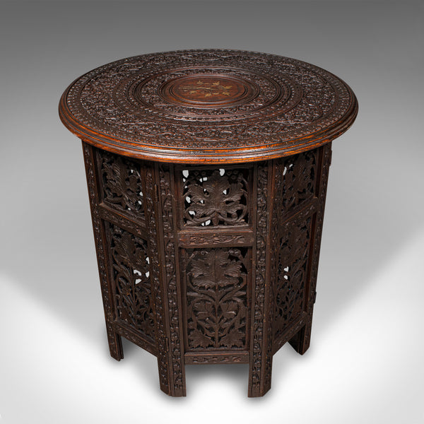 Antique Folding Colonial Table, Indian, Teak, Occasional, Side, Victorian, 1870