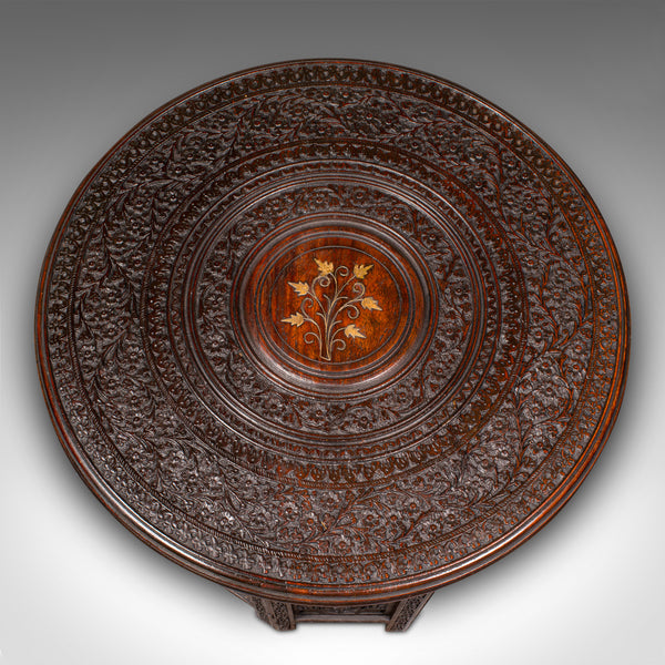 Antique Folding Colonial Table, Indian, Teak, Occasional, Side, Victorian, 1870