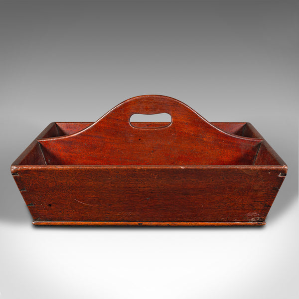 Antique Butler's Duties Trug, English, Two Division Cutlery Tray, Georgian, 1800