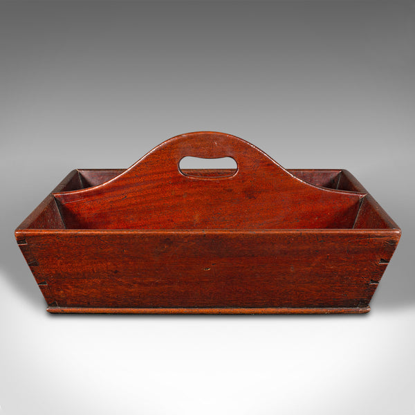 Antique Butler's Duties Trug, English, Two Division Cutlery Tray, Georgian, 1800
