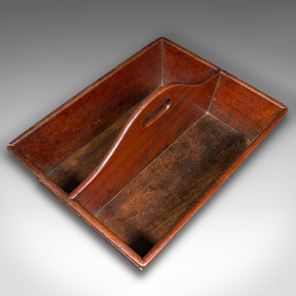 Antique Butler's Duties Trug, English, Two Division Cutlery Tray, Georgian, 1800