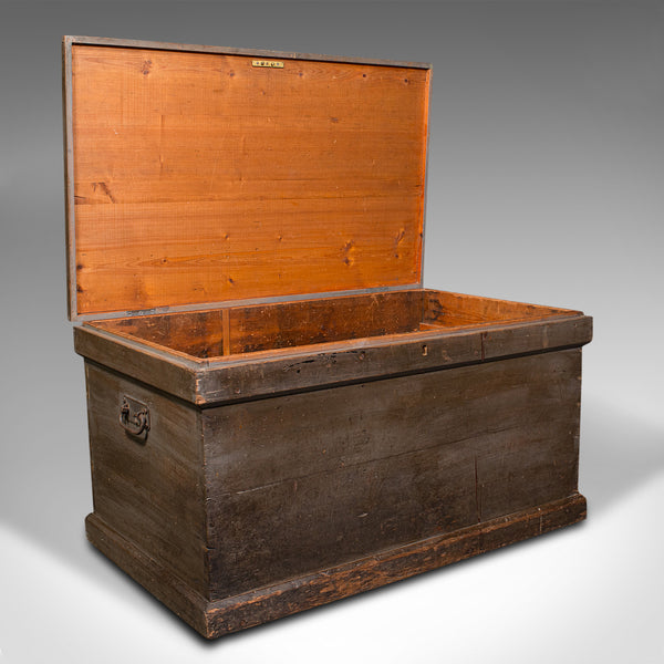 Antique Workman's Chest, English, Pine Tool Chest, Coffee Table, Victorian, 1880