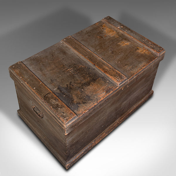 Antique Workman's Chest, English, Pine Tool Chest, Coffee Table, Victorian, 1880