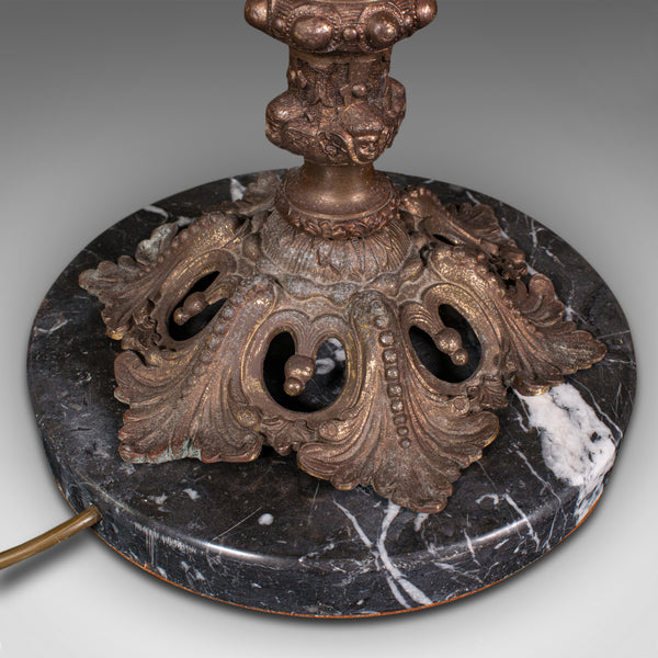Large Antique Feature Lamp, Italian, Gilt Metal, Marble, Table Light, Victorian
