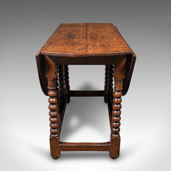 Antique Gate Leg Table, English, Oak, Oval, Extending, Provincial, William III
