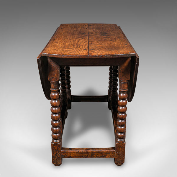 Antique Gate Leg Table, English, Oak, Oval, Extending, Provincial, William III