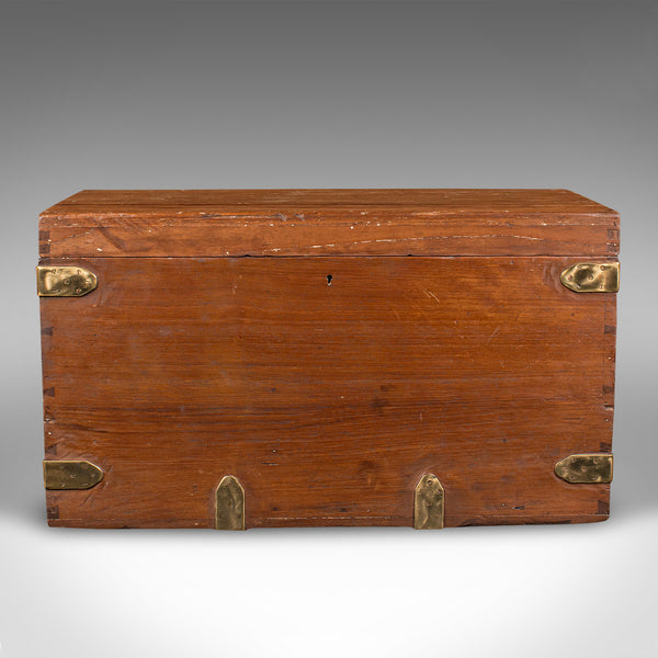 Antique Workman's Tool Chest, English, Teak, Brass, Craftsman's Trunk, Victorian