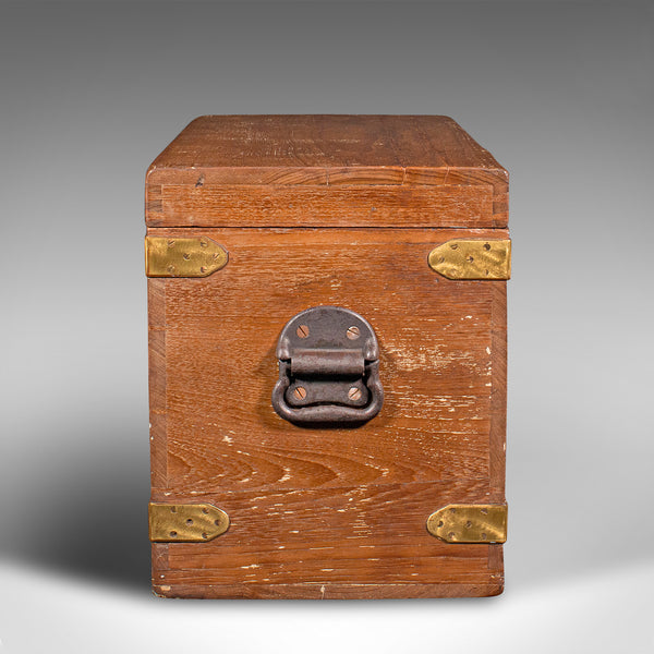 Antique Workman's Tool Chest, English, Teak, Brass, Craftsman's Trunk, Victorian