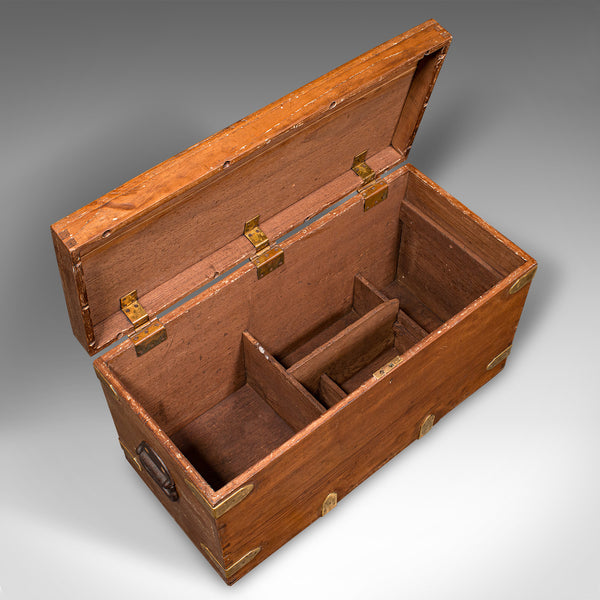 Antique Workman's Tool Chest, English, Teak, Brass, Craftsman's Trunk, Victorian