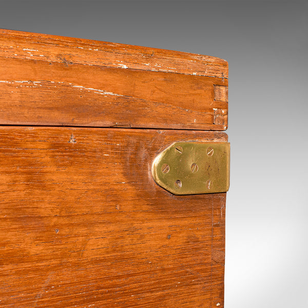 Antique Workman's Tool Chest, English, Teak, Brass, Craftsman's Trunk, Victorian