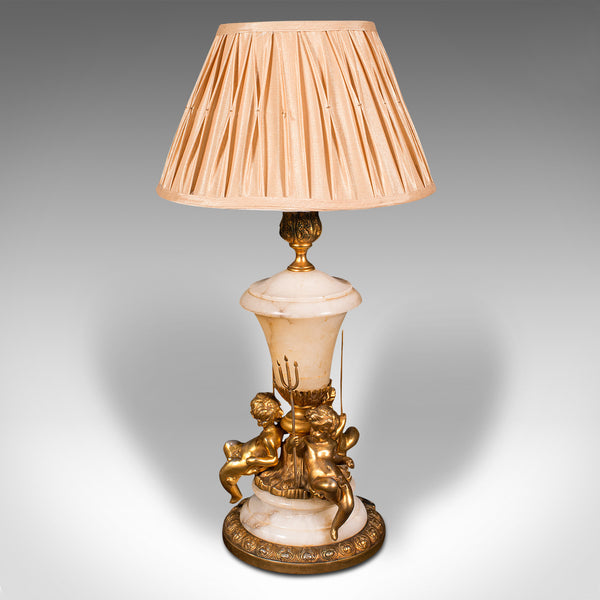 Antique Putto Table Lamp, Italian, Alabaster, Gilt Metal, Grand Tour, Victorian
