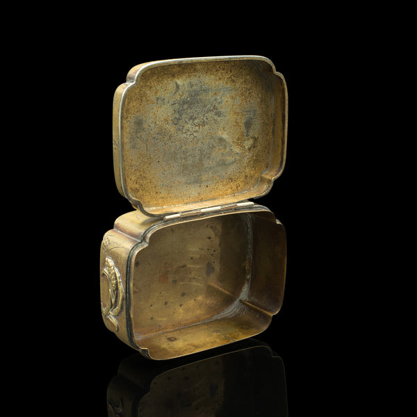 Small Antique Seamstress' Button Box, Japanese, Brass, Decorative, Victorian