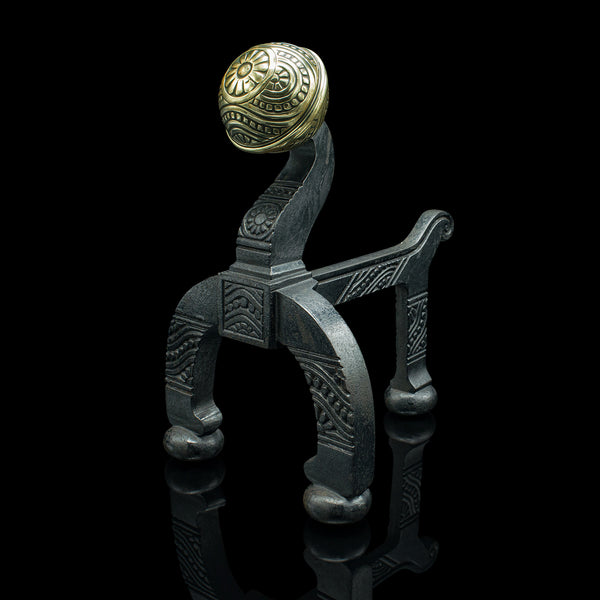 Antique Decorative Firedogs, English, Fireside Andiron, After Jeckyll, Victorian