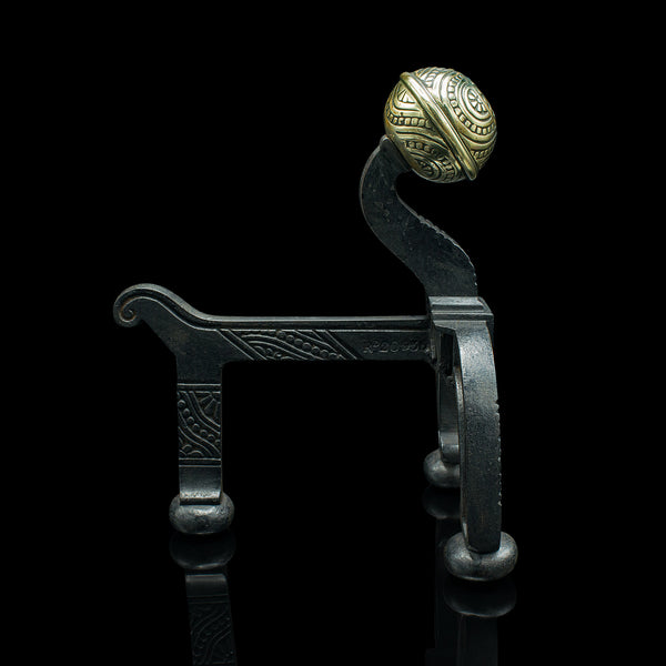 Antique Decorative Firedogs, English, Fireside Andiron, After Jeckyll, Victorian