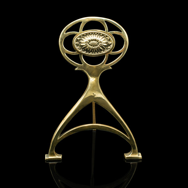 Pair Of Antique Art Nouveau Andirons, English, Brass, Decor, Fire Dog, Victorian