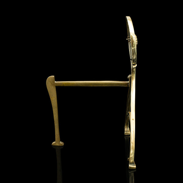 Pair Of Antique Art Nouveau Andirons, English, Brass, Decor, Fire Dog, Victorian