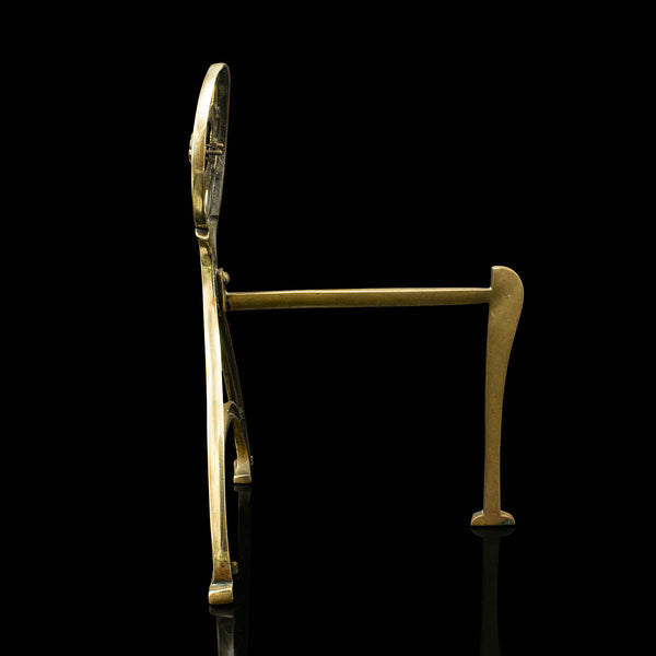 Pair Of Antique Art Nouveau Andirons, English, Brass, Decor, Fire Dog, Victorian
