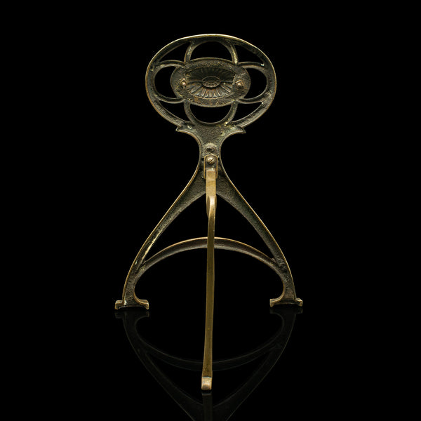 Pair Of Antique Art Nouveau Andirons, English, Brass, Decor, Fire Dog, Victorian