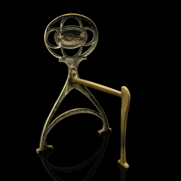 Pair Of Antique Art Nouveau Andirons, English, Brass, Decor, Fire Dog, Victorian