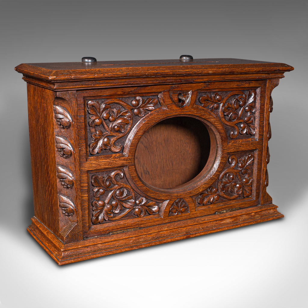 Antique Hotel Key Box, Scottish, Oak, Counter Letterbox, Gothic Taste, Victorian
