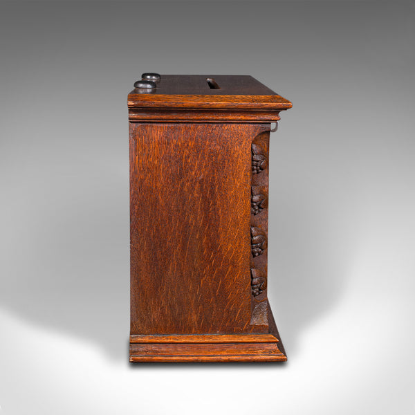 Antique Hotel Key Box, Scottish, Oak, Counter Letterbox, Gothic Taste, Victorian