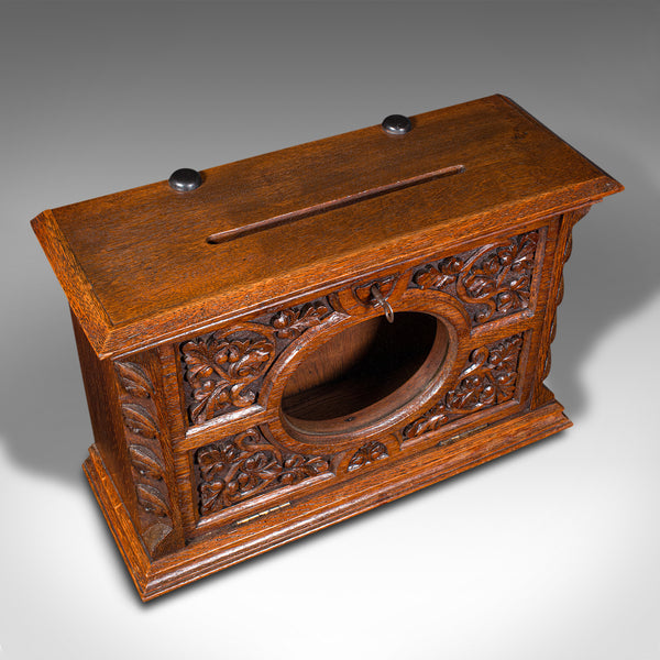 Antique Hotel Key Box, Scottish, Oak, Counter Letterbox, Gothic Taste, Victorian