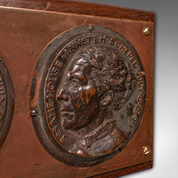 Antique Mounted Portrait Plaque, English, Bronze, Decor, Wall Panel, Victorian