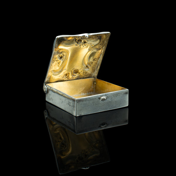 Antique Postage Stamp Box, American, Sterling Silver, Pocket Case, Edwardian