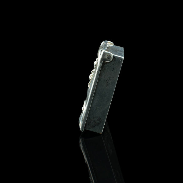 Antique Postage Stamp Box, American, Sterling Silver, Pocket Case, Edwardian