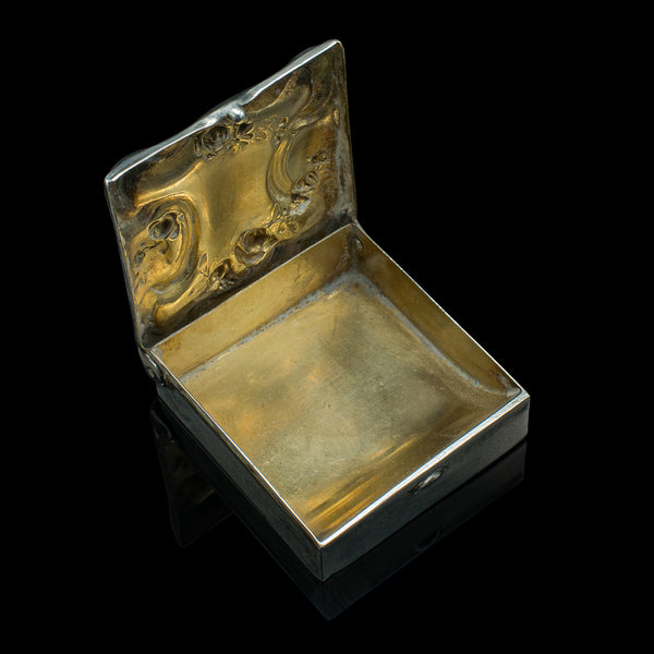 Antique Postage Stamp Box, American, Sterling Silver, Pocket Case, Edwardian