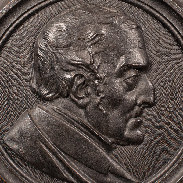 Antique Cameo Wall Plaque, English, Cast Iron, Duke of Wellington, Victorian