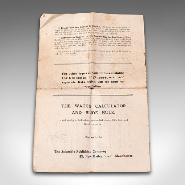 Antique Textile Calculator, English, Factory Loom Counter, Fowler & Co, C.1920